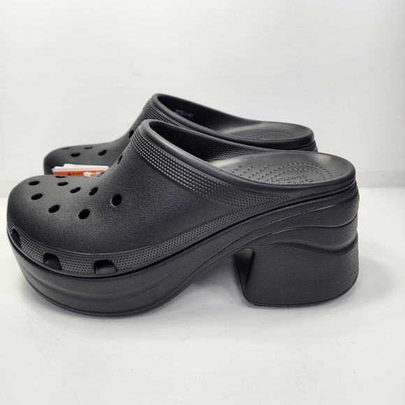 Crocs Siren Clogs High Unisex Heels Platform Slippers Men's 10 Women' 12 Black - Picture 6 of 13